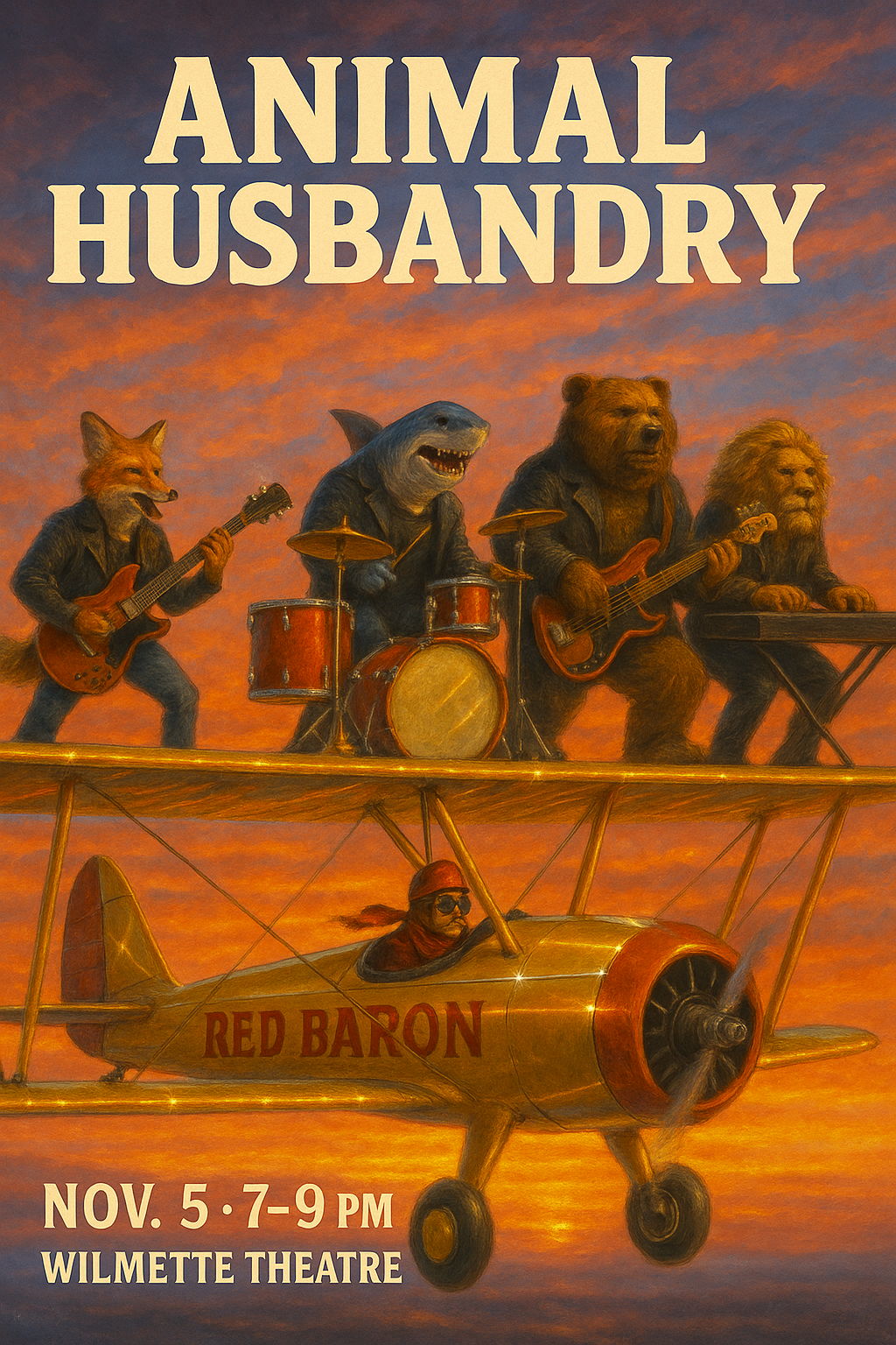 Animal Husbandry — Red Baron biplane poster